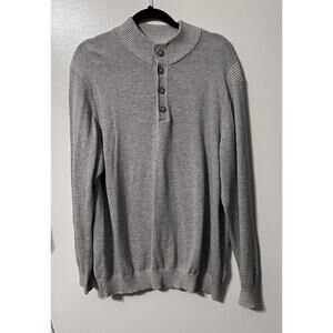 Douglas Anthony Mens XL Cashmere Blend Sweater Button Pullover Gray Long Sleeve
